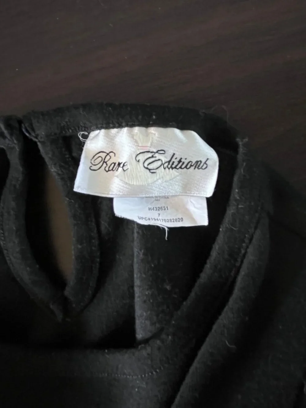Rare Editions Girls Size 7 Black Long Sleeve Dress Tie Formal